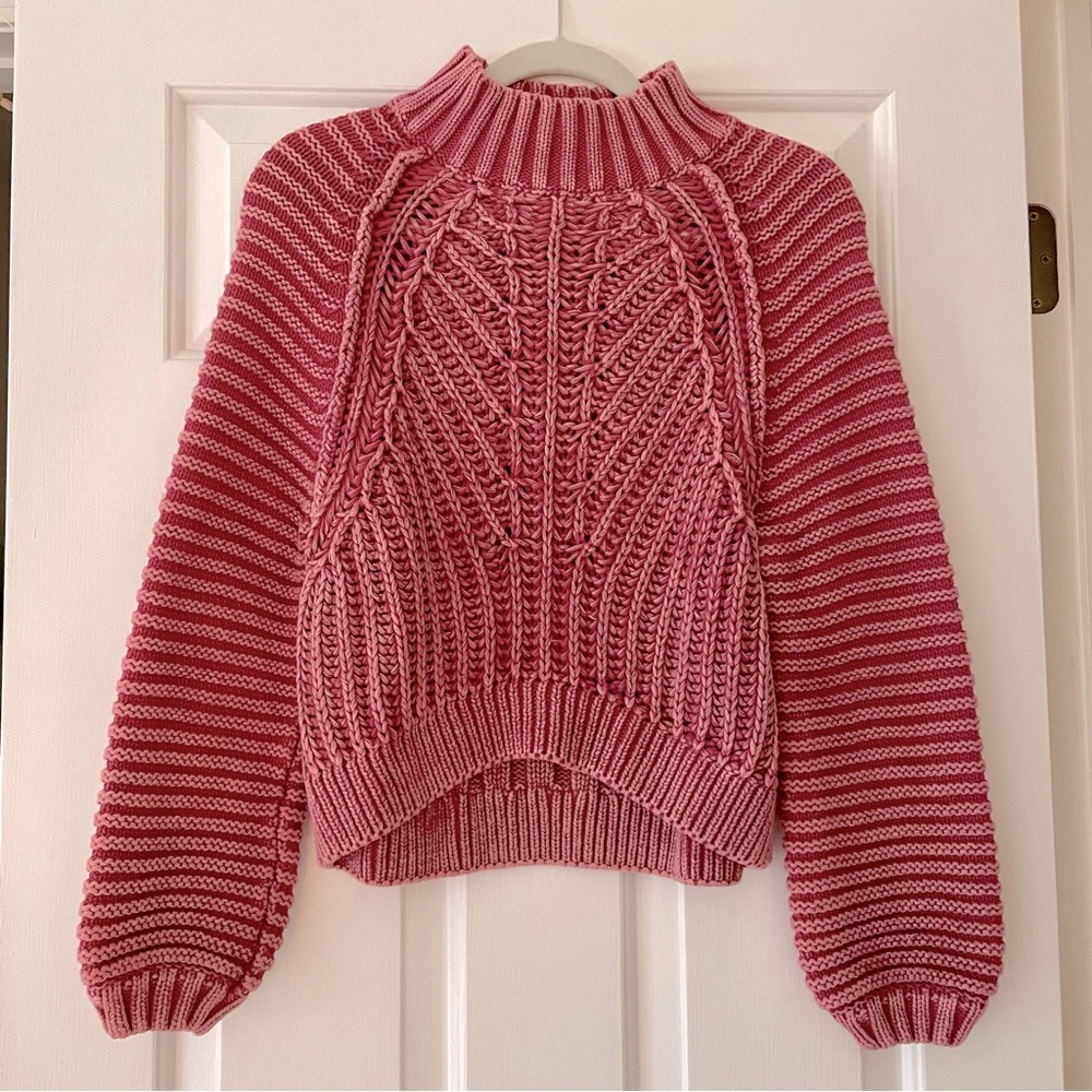 Free People Pink Sweethearts Sweater, Size XS